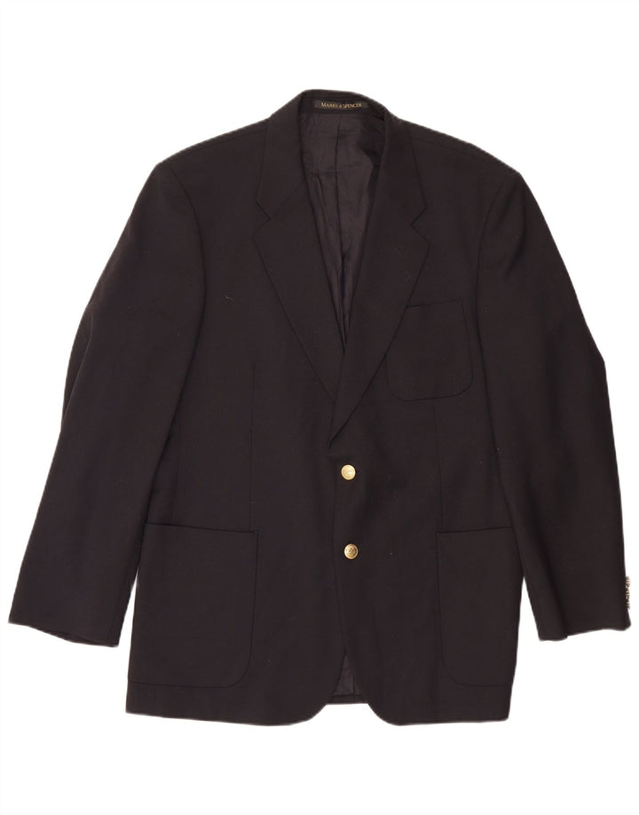 Marks & Spencer Veste blazer à 2 boutons pour homme UK 42 Large Bleu marine Polyester