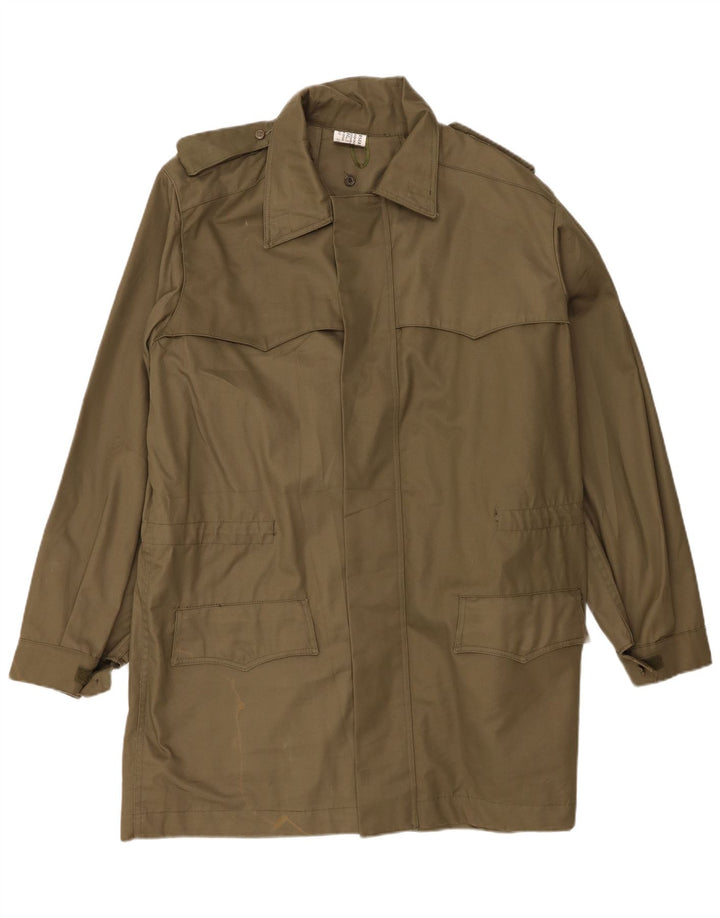 vintage Mens Militaire Pardessus IT 50 Grand Coton Kaki