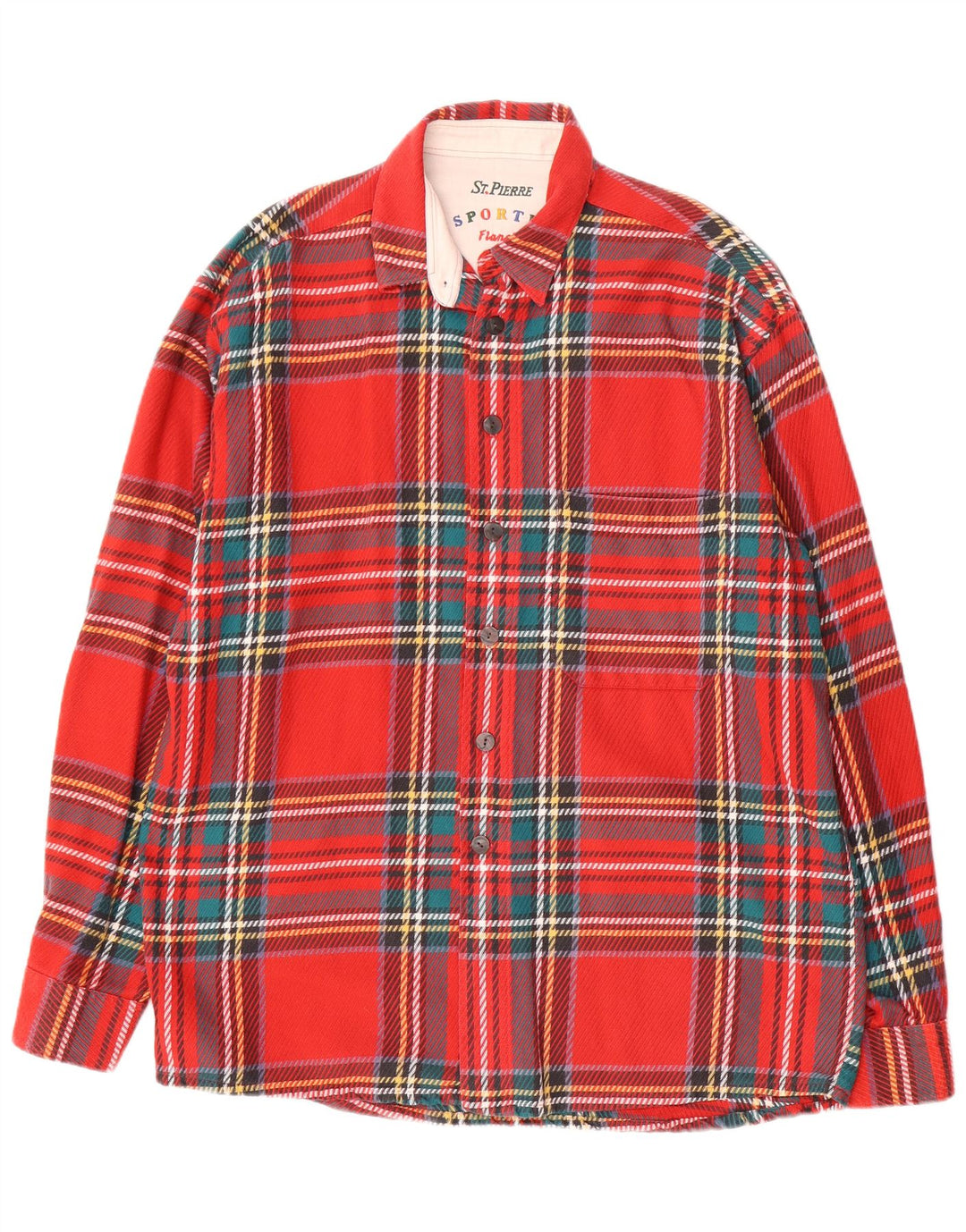 VINTAGE Chemise en flanelle pour hommes grand plaid rouge