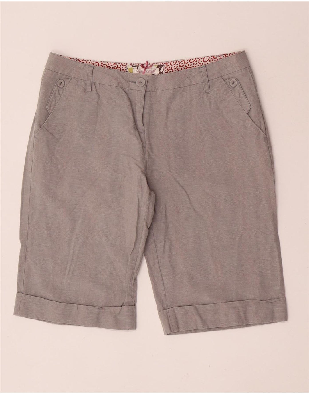 WHITE STUFF Short Chino Femme UK 14 Large W32 Lin Gris