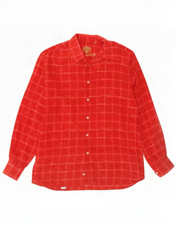 Morris Chemise Homme XL Soie Rayée Rouge