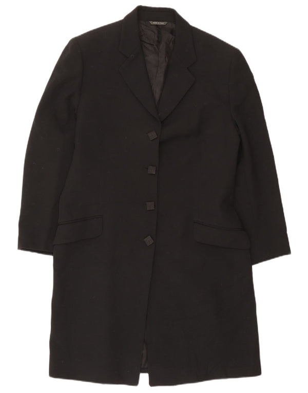 vintage Femmes Longline 4 Bouton Blazer Veste UK 14 Moyen Noir