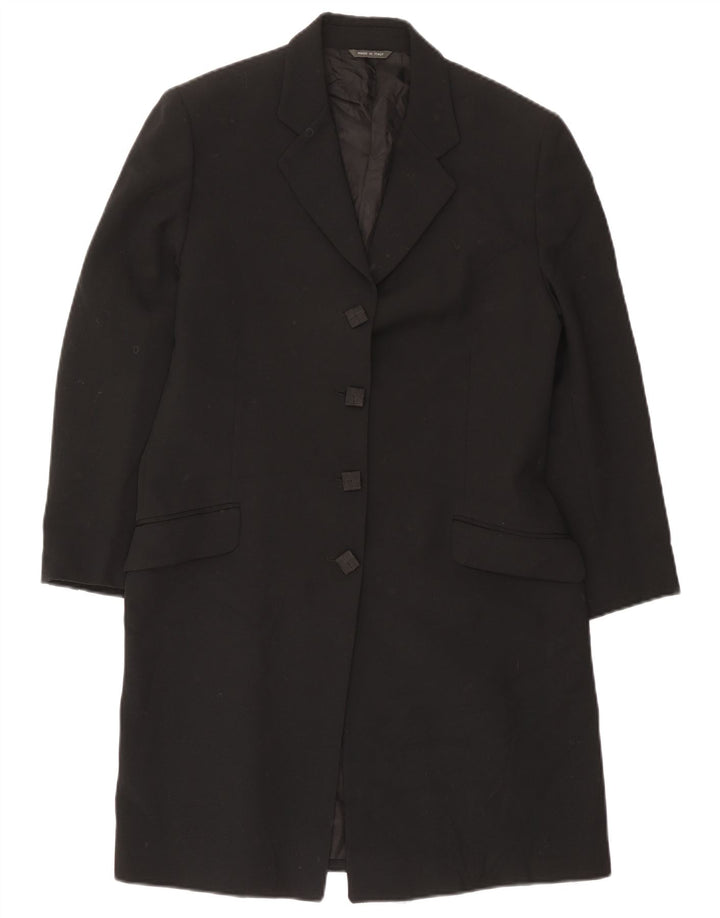 vintage Femmes Longline 4 Bouton Blazer Veste UK 14 Moyen Noir