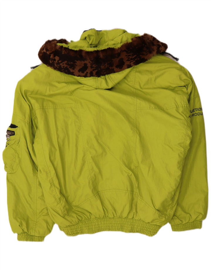 veste de ski surdimensionnée à capuche femme vintage UK 10 petit polyamide vert