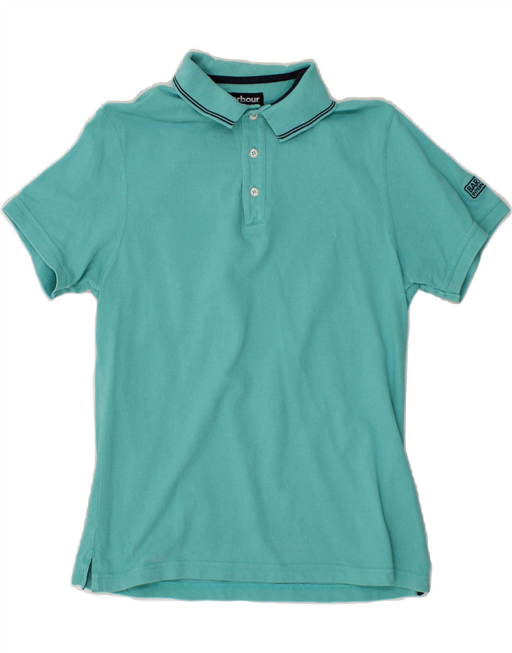 BARBOUR Mens Polo Shirt Small Turquoise Cotton Vintage Barbour and Second-Hand Barbour from Messina Hembry 