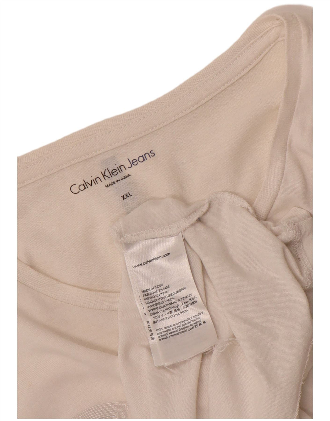 CALVIN KLEIN JEANS T-Shirt Graphique Homme Top 2XL Coton Blanc