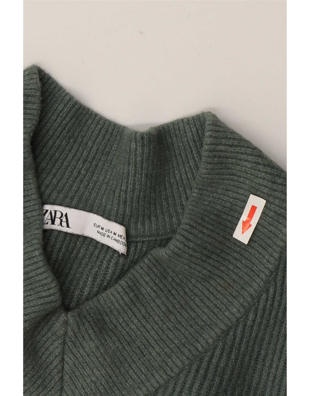 Zara Pull surdimensionné à col en V pour femme UK 14 Acrylique vert moyen