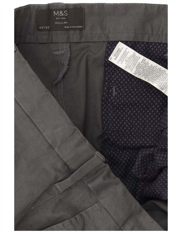 MARKS & SPENCER Pantalon Chino Coupe Regular Homme W44 L33 Gris Coton