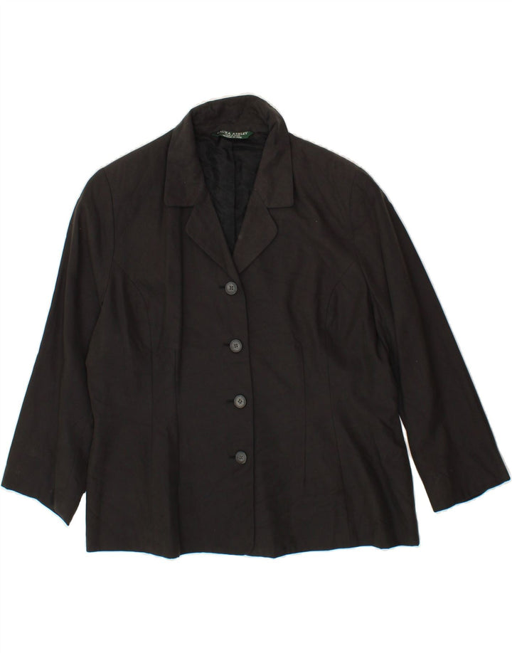 LAURA ASHLEY Womens 4 Button Blazer Jacket UK 18 XL Black Acetate Vintage Laura Ashley and Second-Hand Laura Ashley from Messina Hembry 
