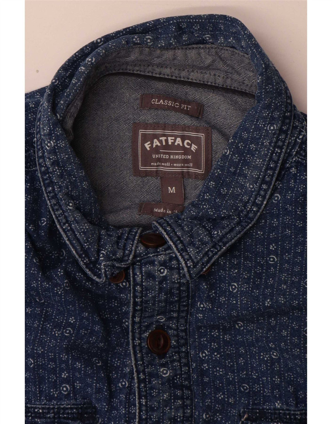 Chemise en Jean Coupe Classique Homme Fat Face Coton Floral Bleu Moyen