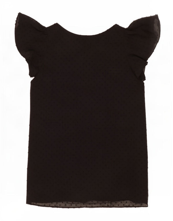 Zara Womens Basic Dress UK 10 Small Black Spotted Polyester