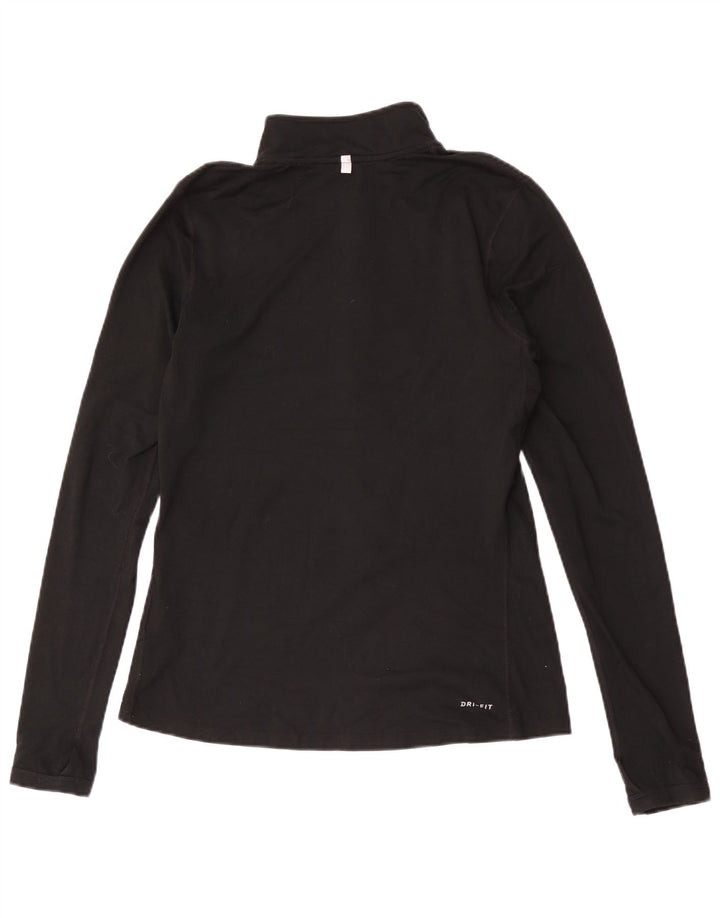 Nike Haut de survêtement Dri Fit à col zippé pour femme UK 10 Petit Noir