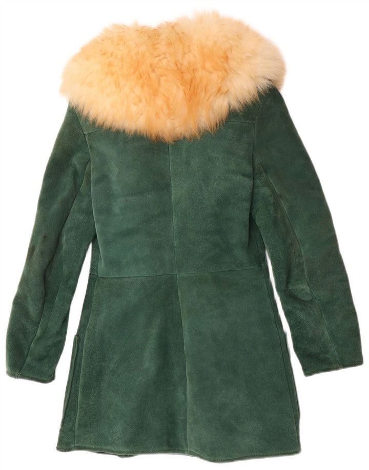 manteau en peau de mouton vintage pour femme IT 42 Vert moyen