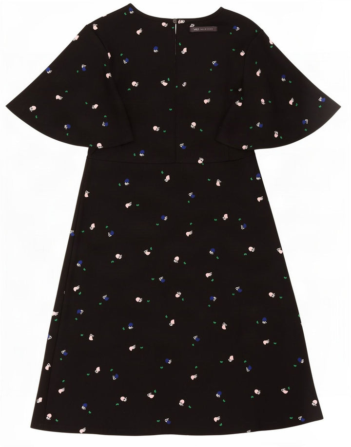 Marks & Spencer Robe trapèze à motif abstrait pour femme UK 10 Small Noir
