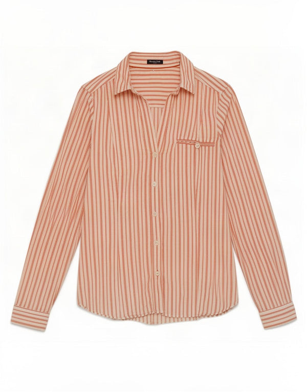 Massimo Dutti Chemise Femme EU 38 Petit Coton à Rayures Rouges