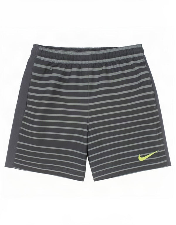 Nike Boys Dri Fit Sport Shorts 8-9 Years Small Grey Striped Polyester