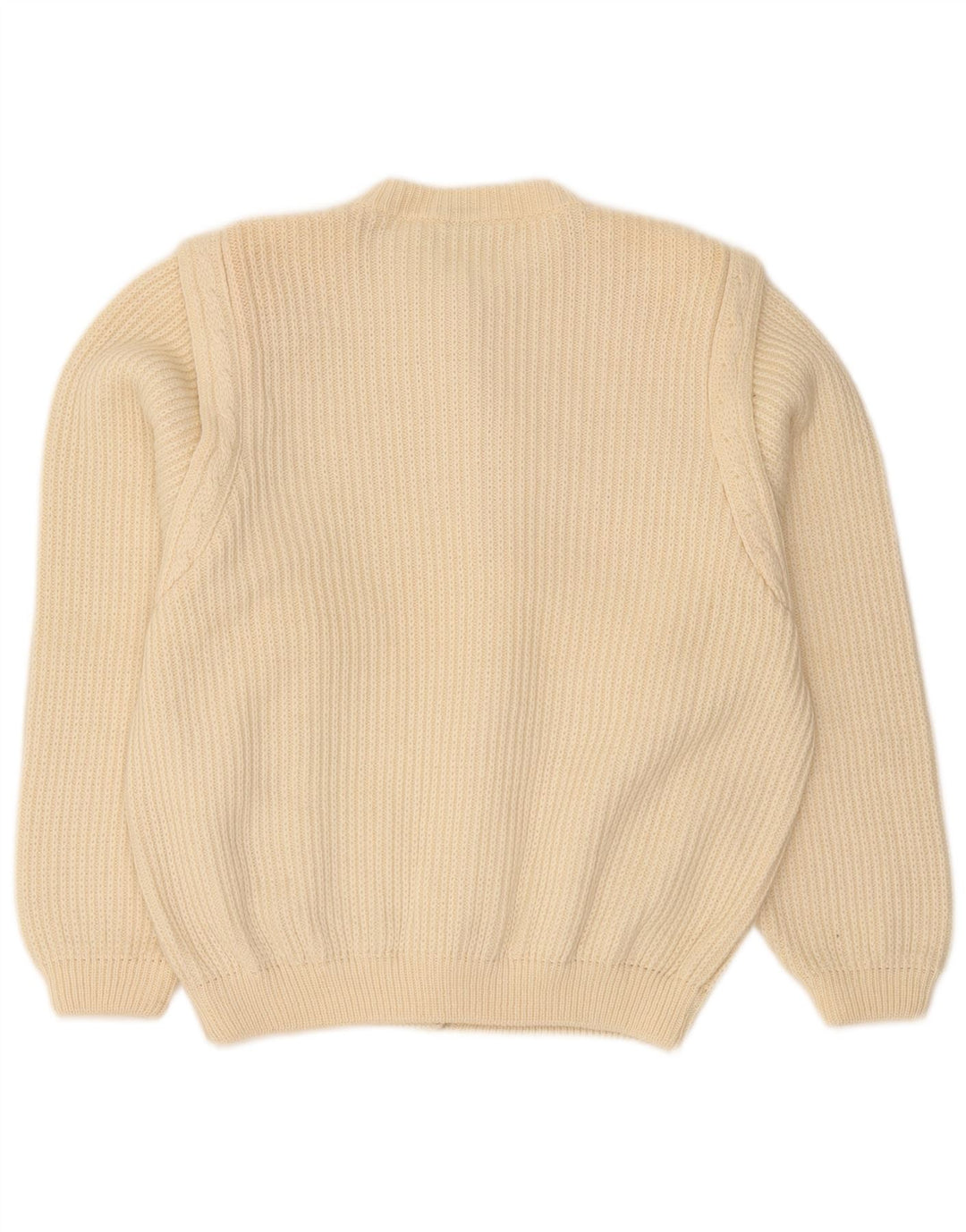 Donatella Pull Cardigan Femme UK 16 Grande Laine Vierge Beige