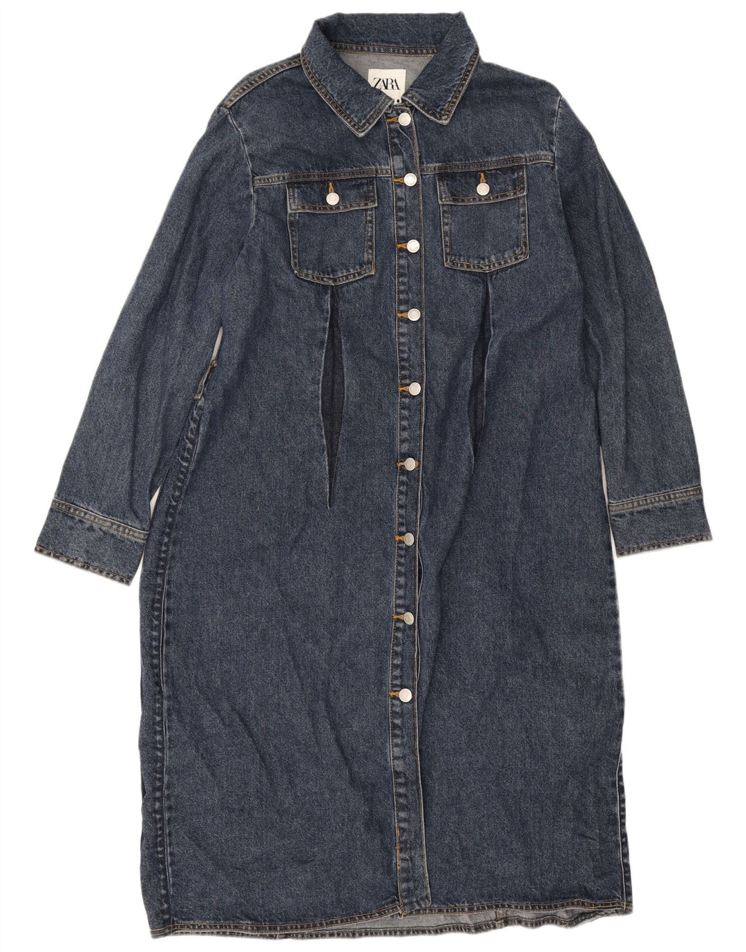Zara Robe en jean à manches longues pour femme UK 20 2XL Bleu