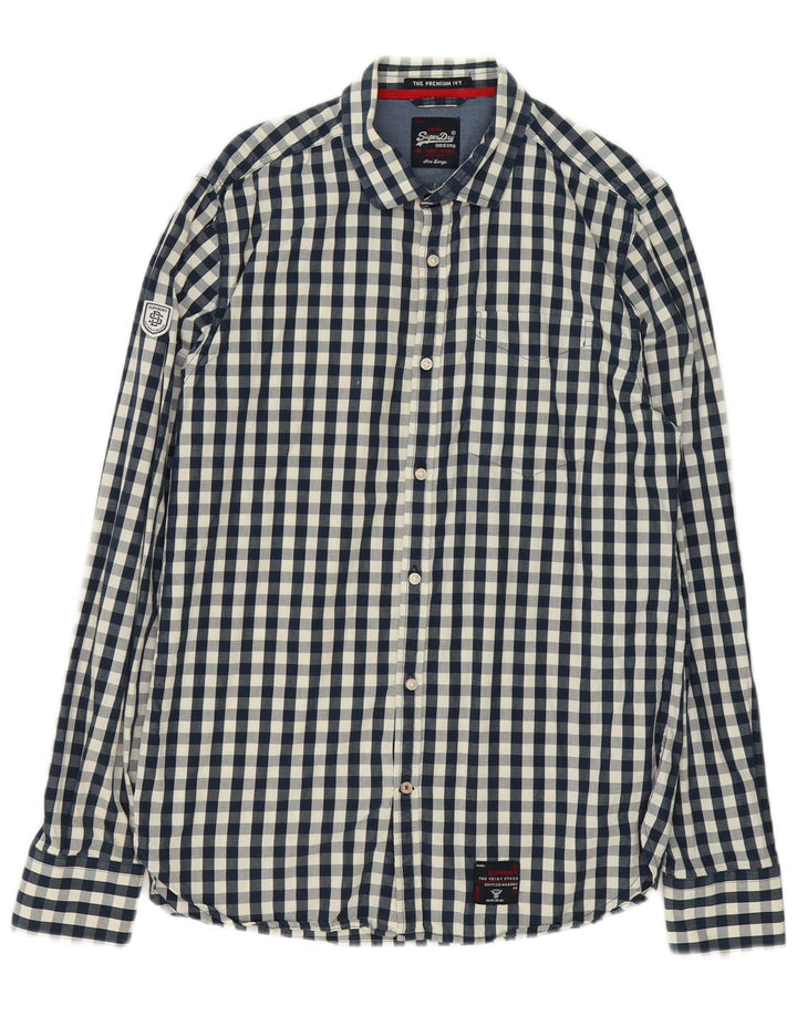 Superdry Chemise Homme Large Bleu Marine Vichy Coton