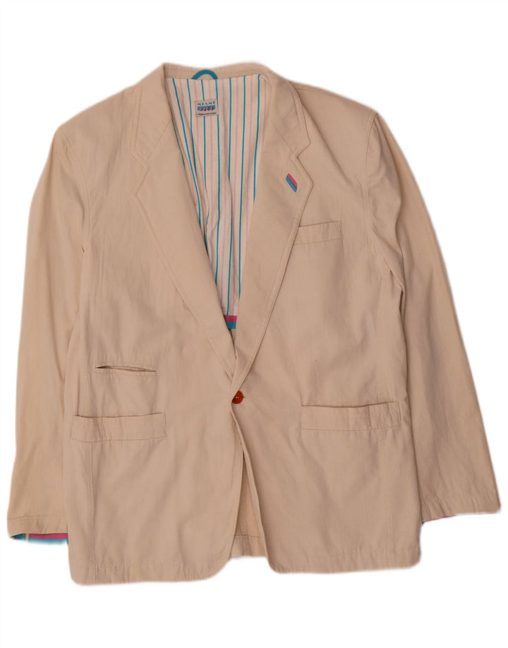 vintage Homme 1 Bouton Blazer Veste EU 52 XL Coton Beige