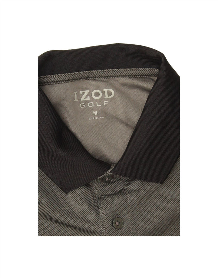 IZOD Mens Golf Polo Shirt Medium Grey Striped