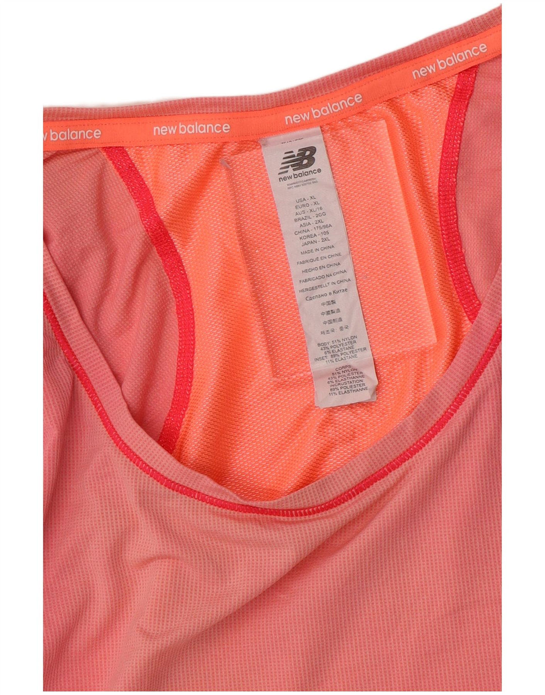 NEW BALANCE T-Shirt Femme Top UK 18 XL Rose Colorblock Nylon