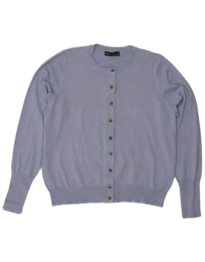 Marks & Spencer Pull Cardigan Femme UK 16 Large Bleu Viscose