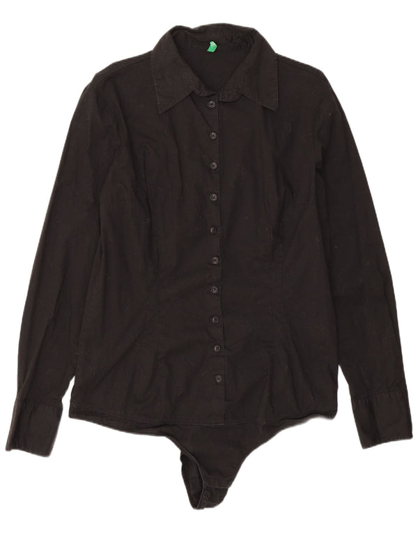 Benetton Body Chemise Femme UK 14 Large Noir Coton