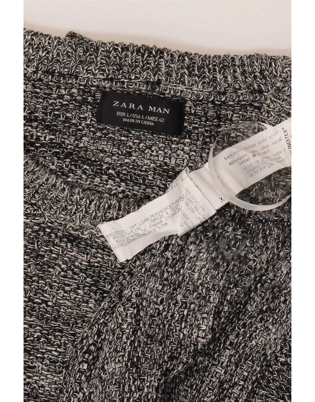 Zara Pull ras du cou pour homme en acrylique moucheté grand gris