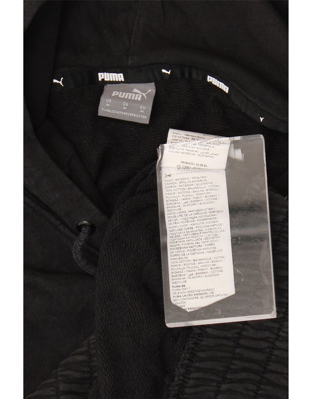 PUMA Pull à capuche surdimensionné pour femme UK 44 Coton noir moyen
