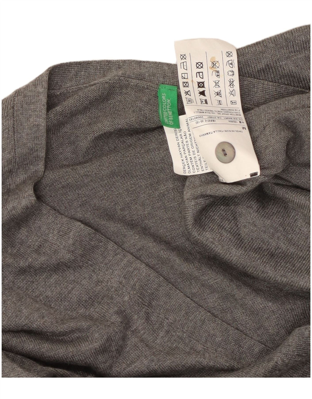 BENETTON Pull Cardigan Femme UK 14 Gris Moyen Viscose