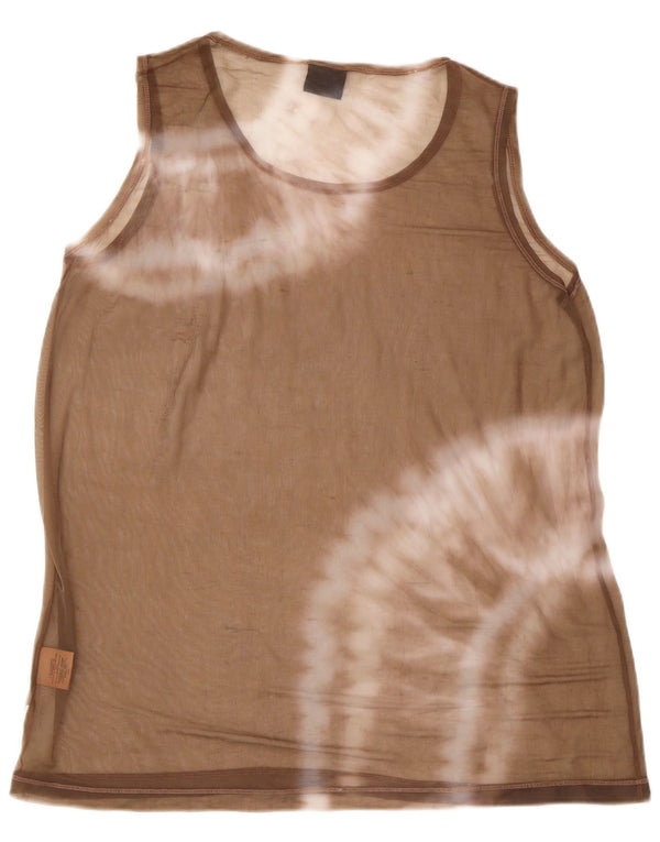 Trussardi Jeans Débardeur Femme UK 16 Large Beige Tie Dye Polyamide