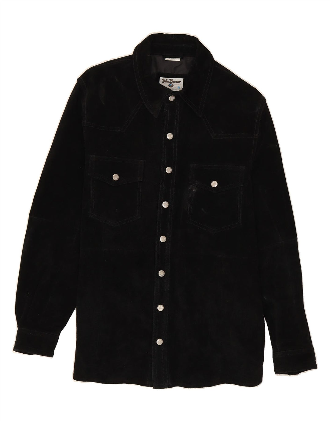 JOHN BANER Mens Suede Jacket UK 38 Medium Black Leather Vintage John Baner and Second-Hand John Baner from Messina Hembry 