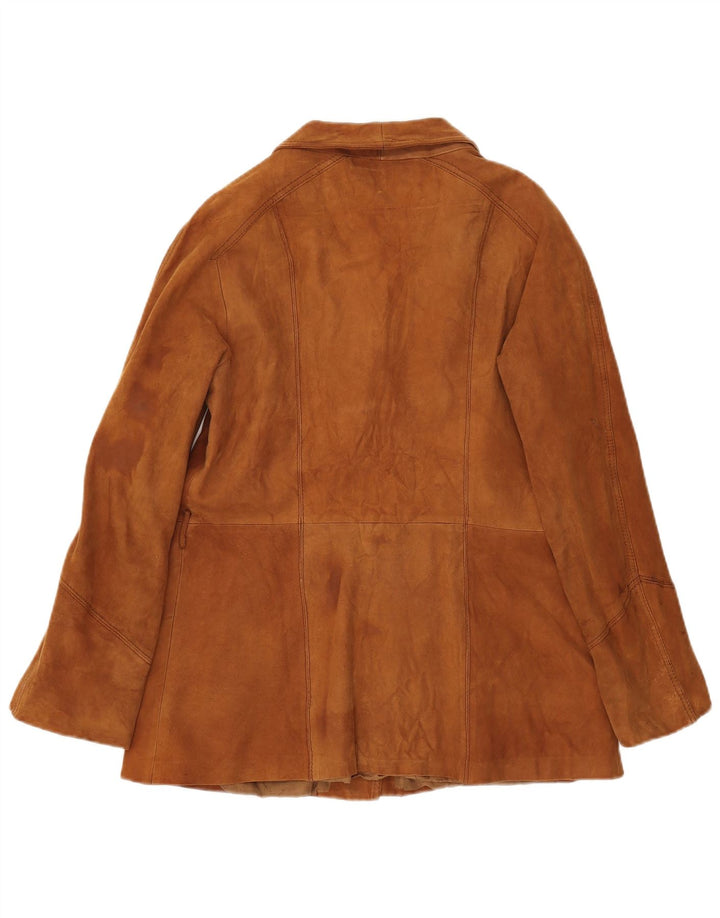 veste en daim femme vintage UK 14 cuir brun moyen
