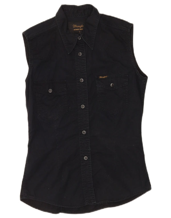 Wrangler Chemise en jean sans manches Western pour femme UK 10 Petit coton noir