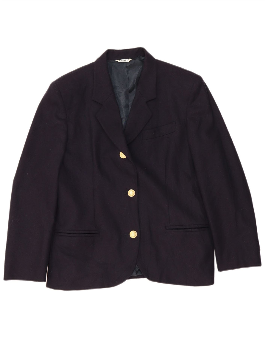 GALLERIA Veste Blazer 3 Boutons Femme UK 12 Bleu Marine Moyen Cachemire