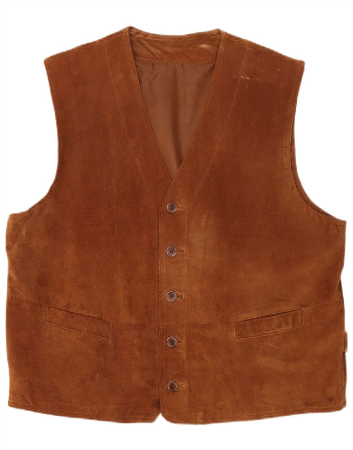 Front Line Gilet en Daim pour Homme UK 48 2XL Cuir Marron