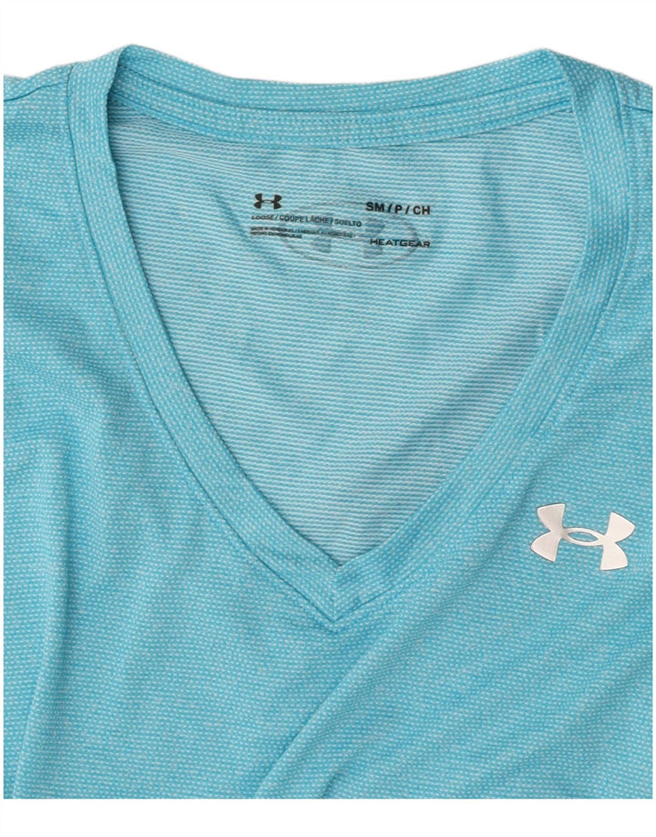 UNDER ARMOUR T-shirt Heat Gear pour femme UK 10 Petites rayures bleues