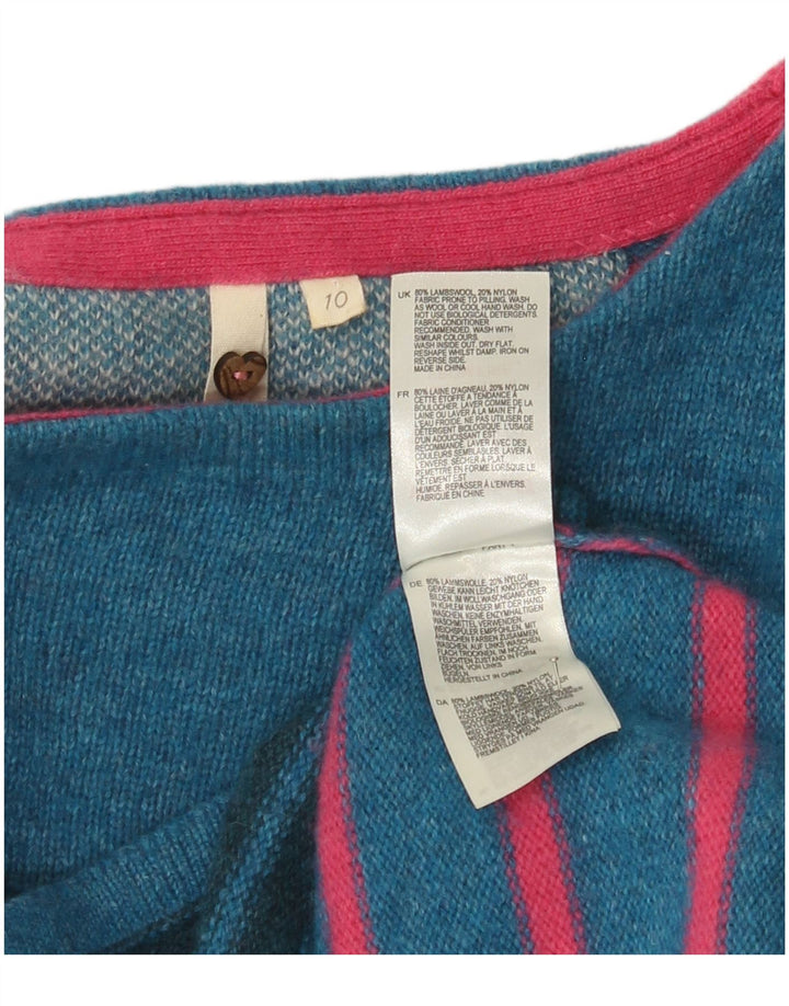 Pull White Stuff pour femme UK 10 Small en laine d'agneau rayée bleue