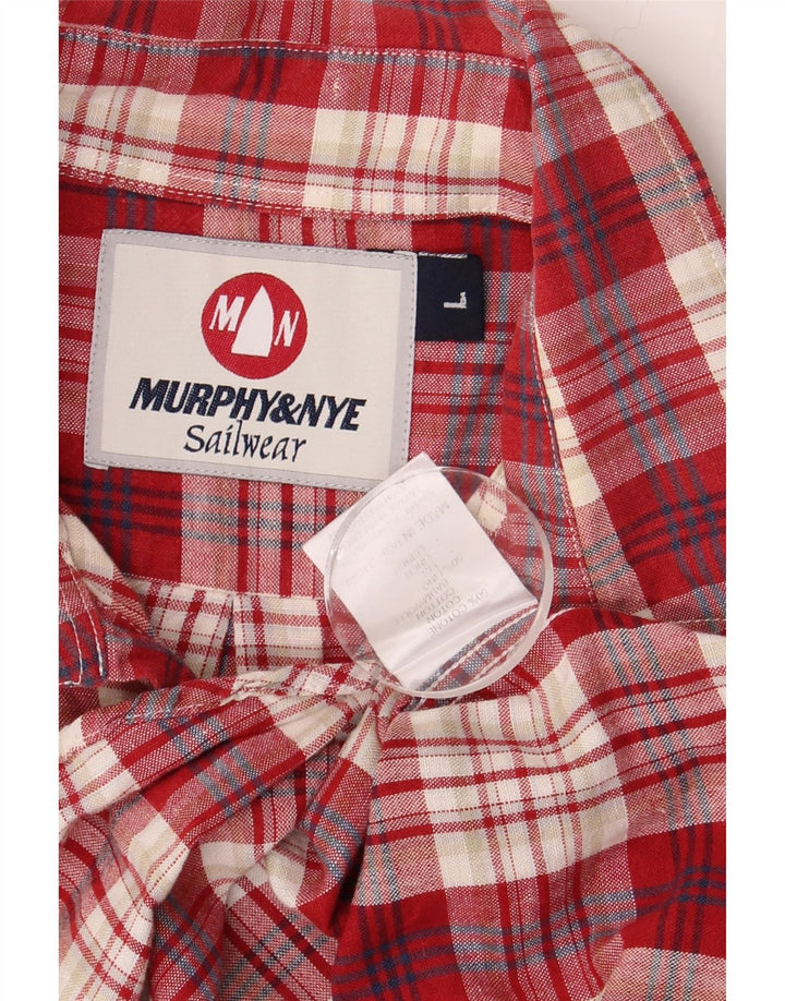 MURPHY & NYE Chemise à manches courtes pour homme en coton à carreaux rouges