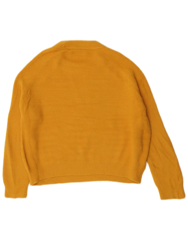 Zara Pull à col rond pour femme UK 14 Nylon jaune moyen