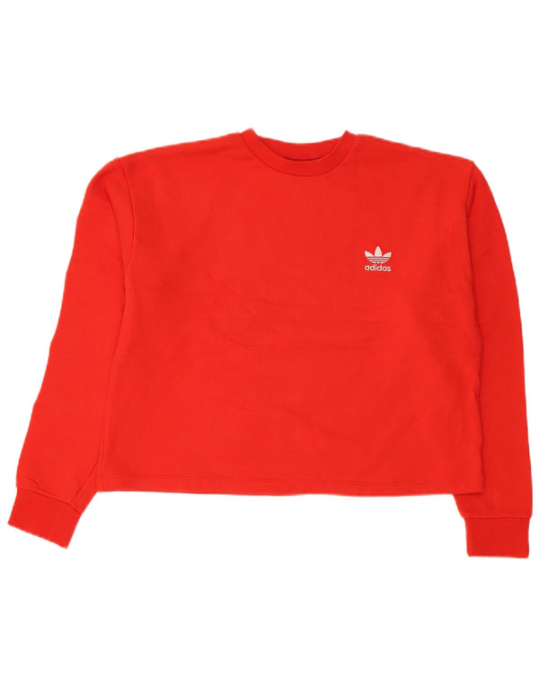 Adidas Femme Crop Graphic Sweatshirt Jumper UK 16 Grand Rouge Coton