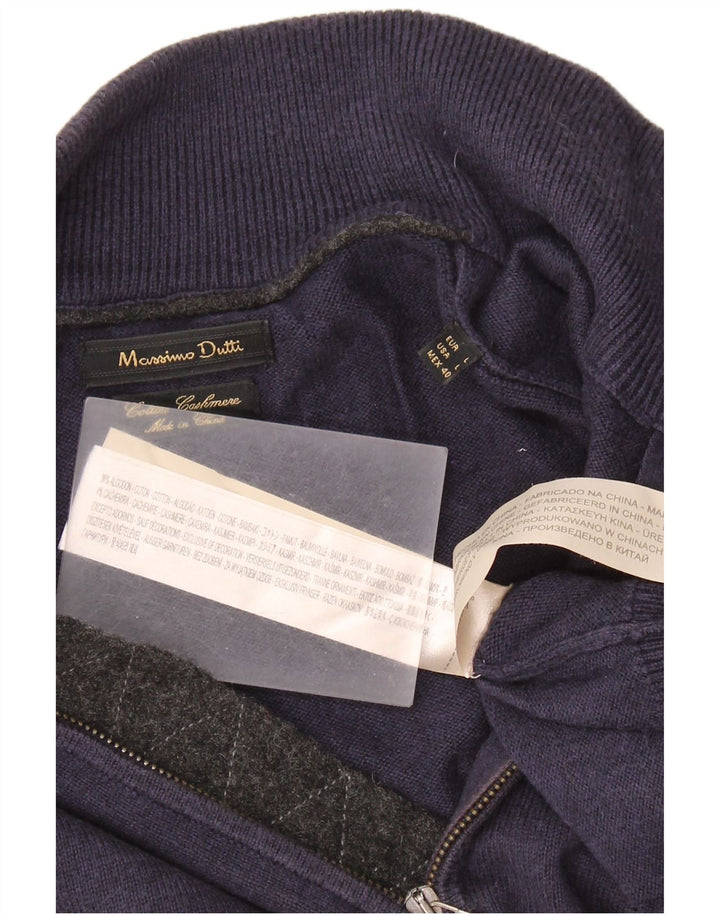 MASSIMO DUTTI Pull col zippé pour homme en coton bleu marine Taille L