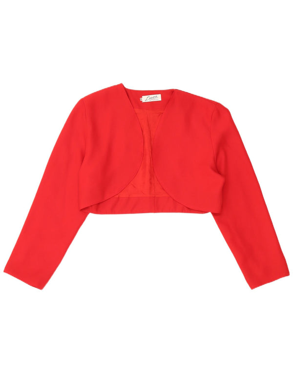 Veste Boléro Ouverte Femme Vintage IT 42 Polyester Rouge Moyen