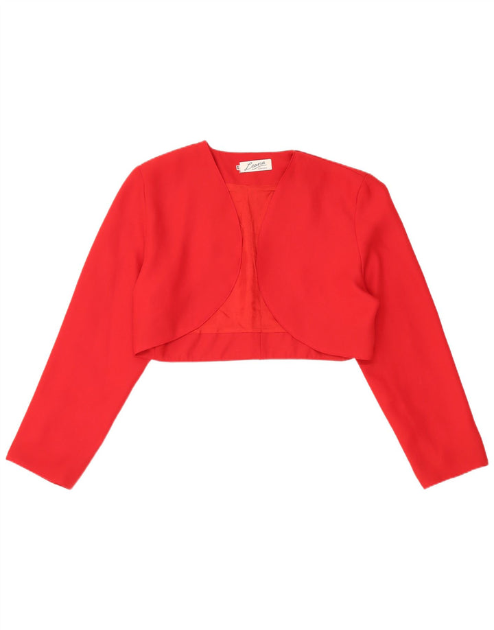 Veste Boléro Ouverte Femme Vintage IT 42 Polyester Rouge Moyen