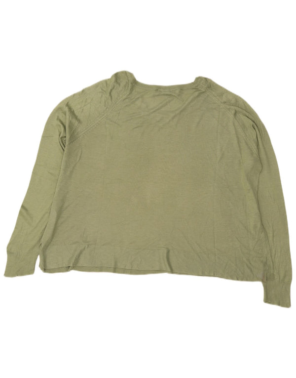 Zara Pull surdimensionné à col bateau pour femme UK 16 Large Vert Viscose