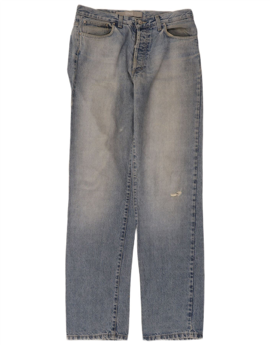 VERSACE Homme Jean droit vieilli W34 L33 Bleu Coton