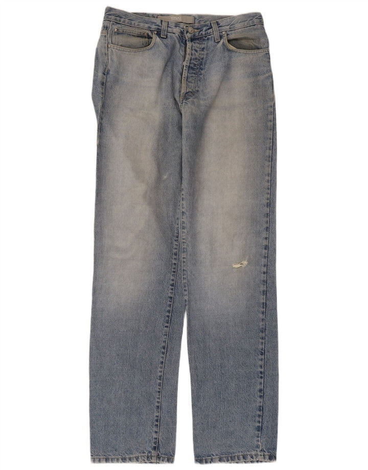 VERSACE Homme Jean droit vieilli W34 L33 Bleu Coton
