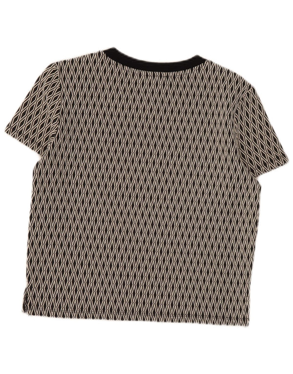 Zara Womens Trafaluc Crop T-Shirt Top UK 12 Moyen Noir Géométrique