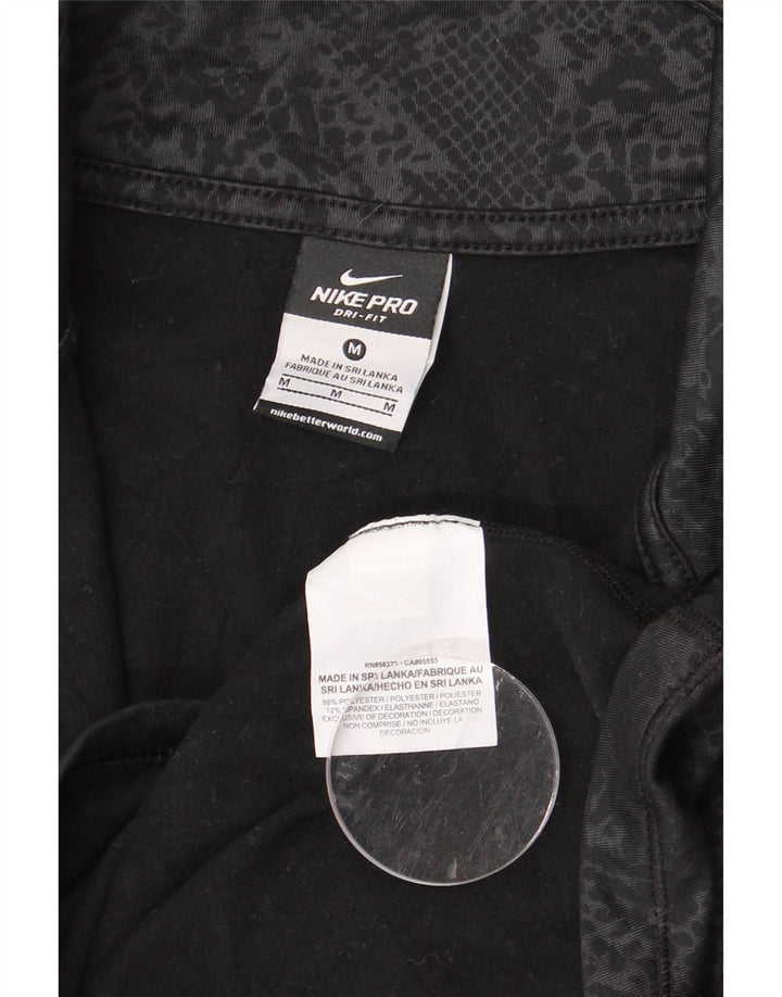 NIKE Haut de survêtement Dri Fit pour femme UK 12 Noir moyen imprimé animal